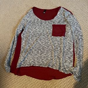 Gray sweater with Burgundy sheer back
